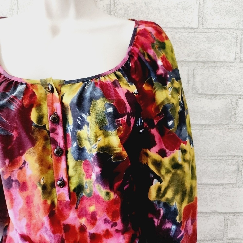 Trina Turk Silk Wool Watercolor Floral Mini Dress Pink Yellow Orange Size 10 - Picture 2 of 8